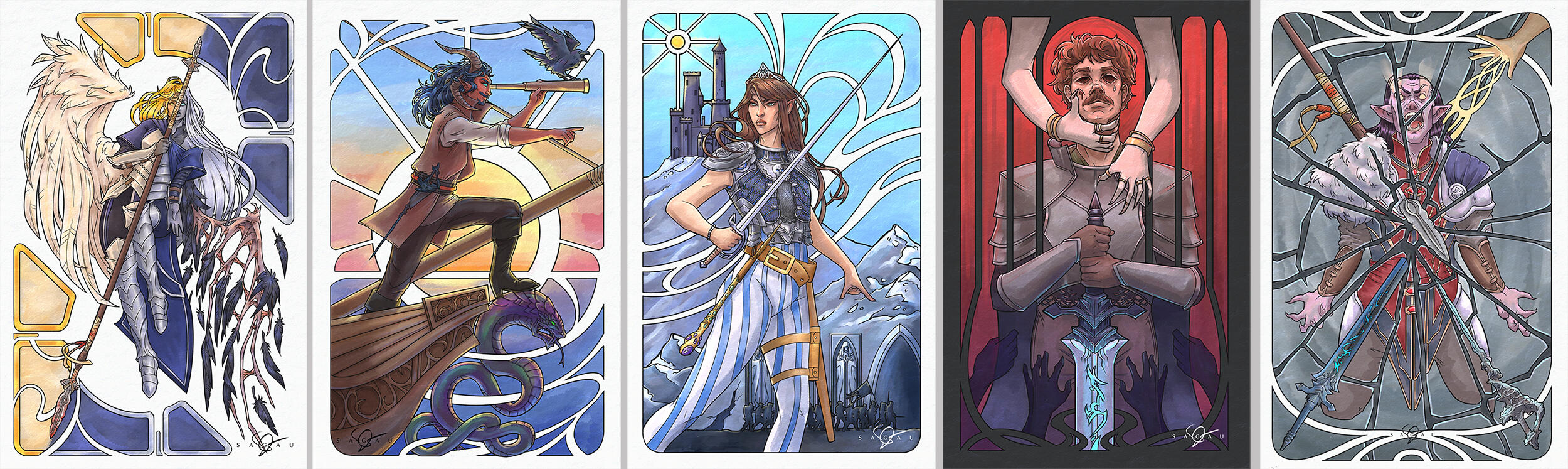 [Commission] Art Nouveau Tarot Card Set